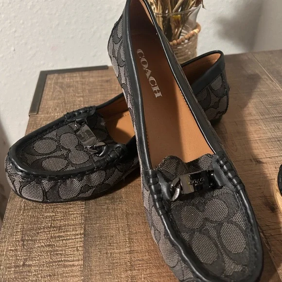 Coach | Shoes | Coach Monogram Black And Gray Loafers | Poshmark display picture 3